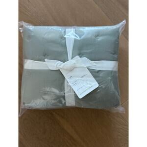 New Pottery Barn Tencel Quilted Lyocell Sham Set 2 Eucalyptus Green King Size
